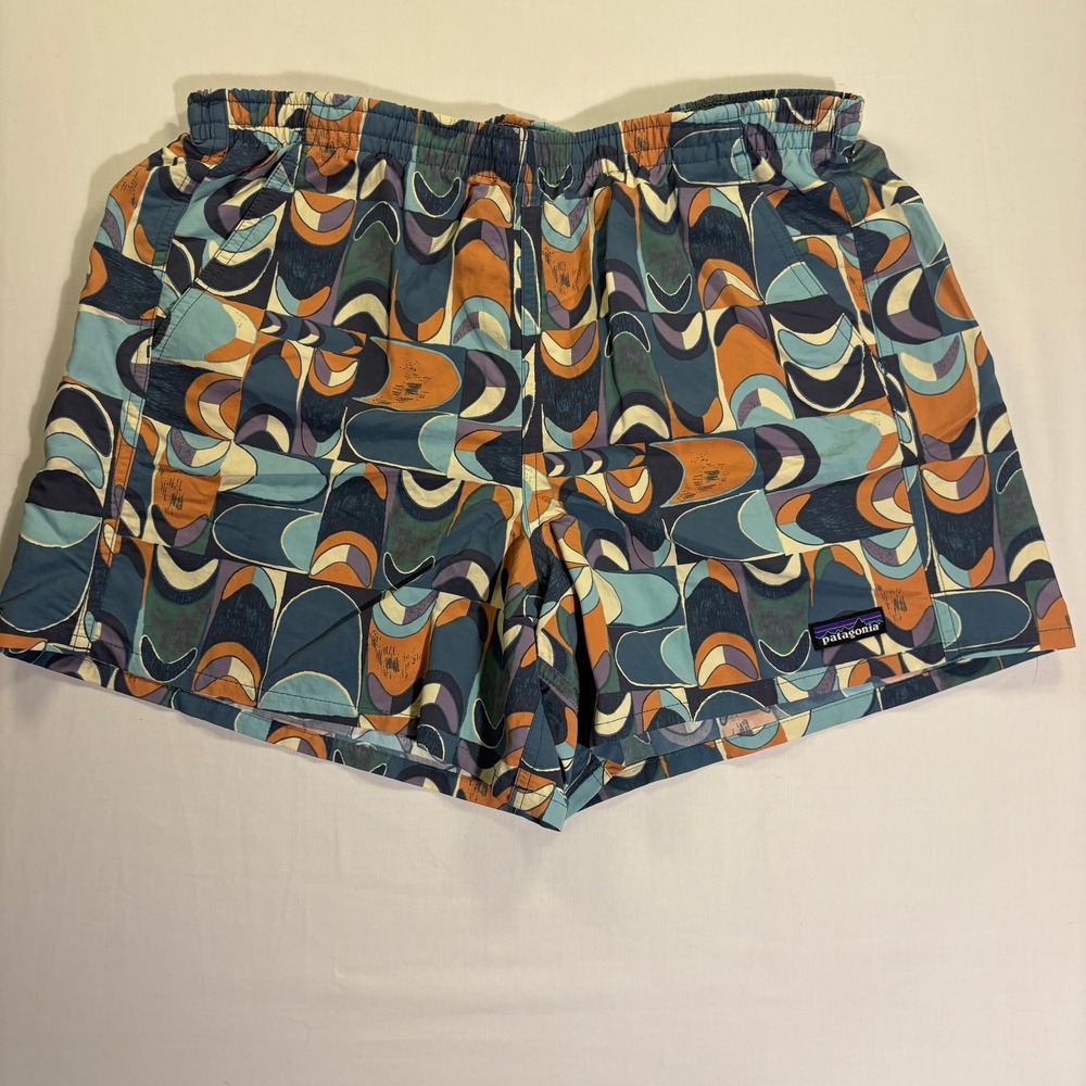 Patagonia Baggies Lights Shorts Mens Medium Abstract Geometric Print Blue 5 in